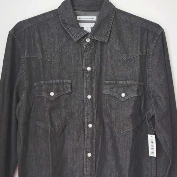 Men's Amazon Essentials Tailored Slim Fit Denim Western Button Up Shirt Small - Picture 3 of 8